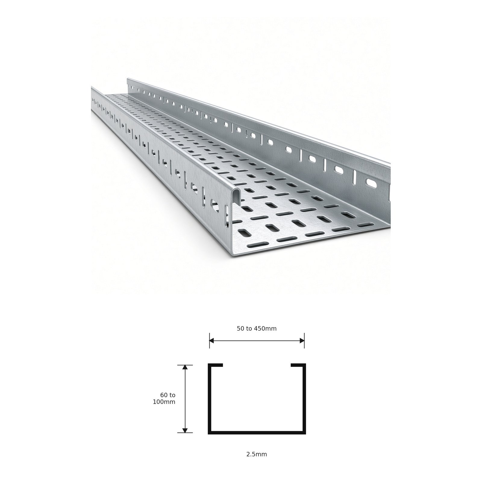 Perforated Cable Tray GP/GI 60-100MM